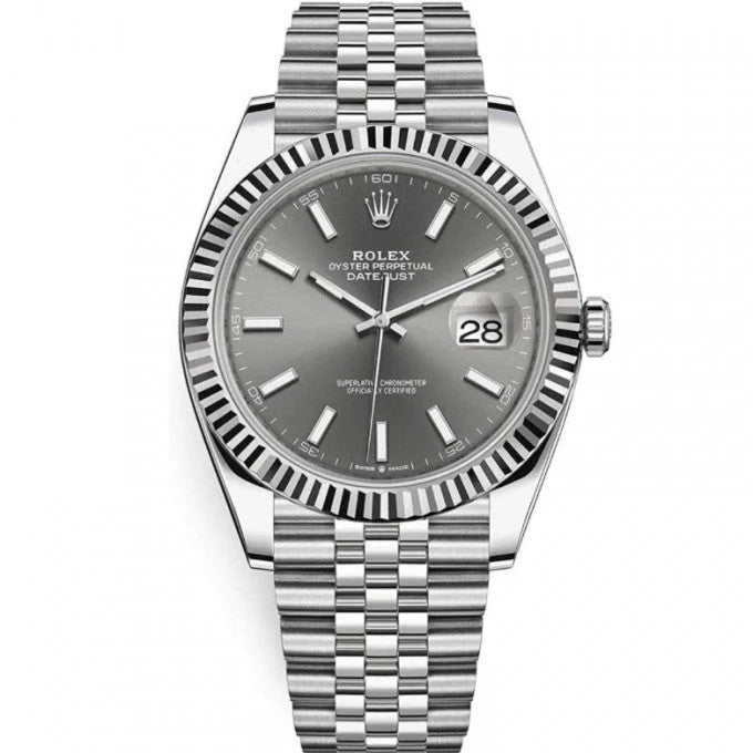 ROLEX DATEJUST 41MM-Darj Rhodium Index Dial